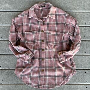 Women's Pink Plaid Utility Jacket